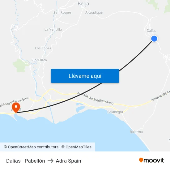 Dalías - Pabellón to Adra Spain map