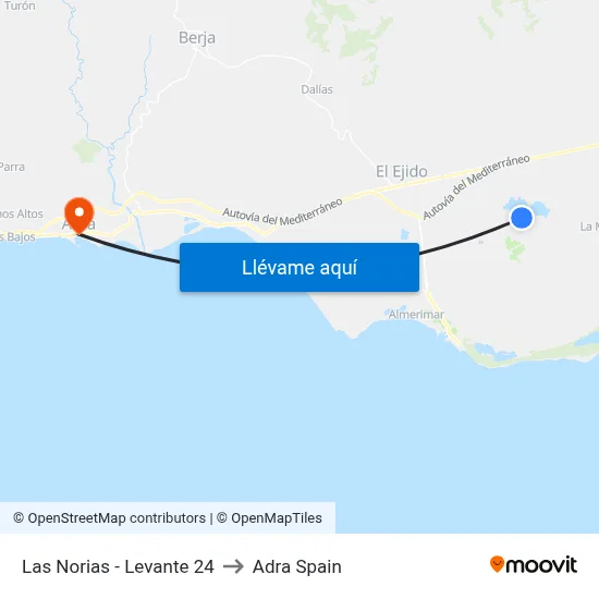 Las Norias - Levante 24 to Adra Spain map
