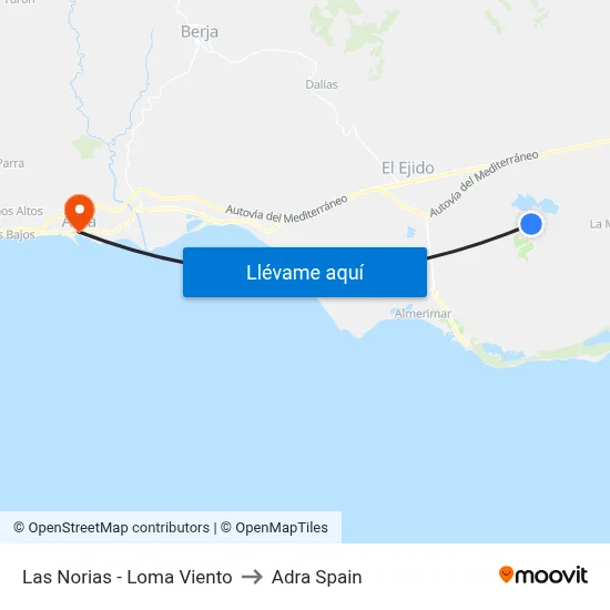 Las Norias - Loma Viento to Adra Spain map