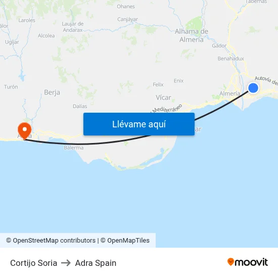 Cortijo Soria to Adra Spain map