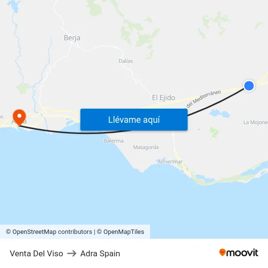 Venta Del Viso to Adra Spain map