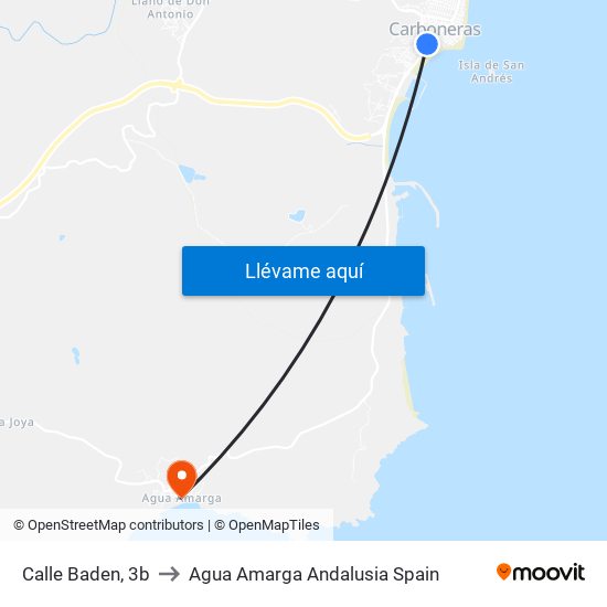 Calle Baden, 3b to Agua Amarga Andalusia Spain map
