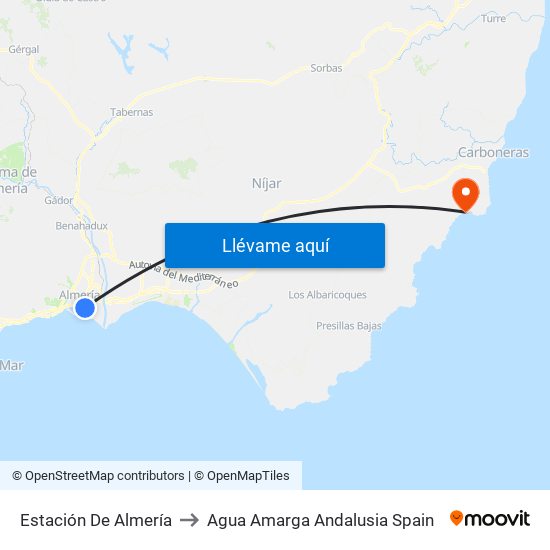 Estación De Almería to Agua Amarga Andalusia Spain map