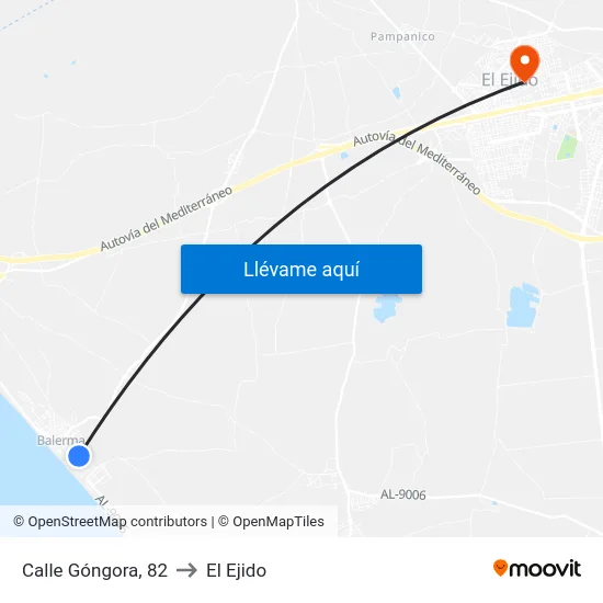 Calle Góngora, 82 to El Ejido map