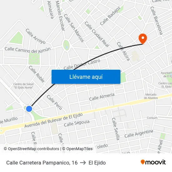 Calle Carretera Pampanico, 16 to El Ejido map