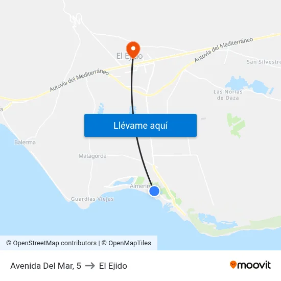 Avenida Del Mar, 5 to El Ejido map