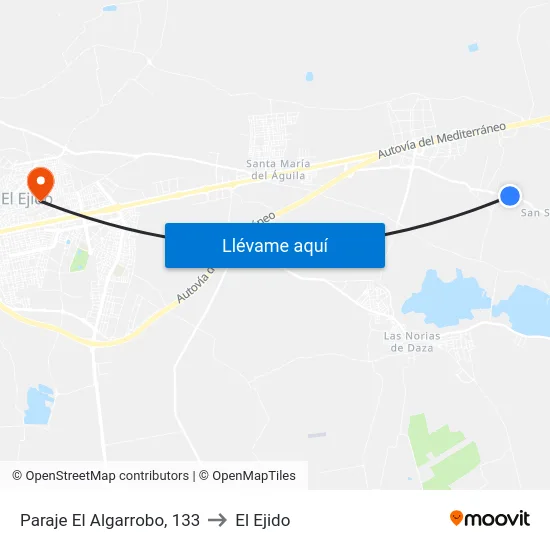 Paraje El Algarrobo, 133 to El Ejido map