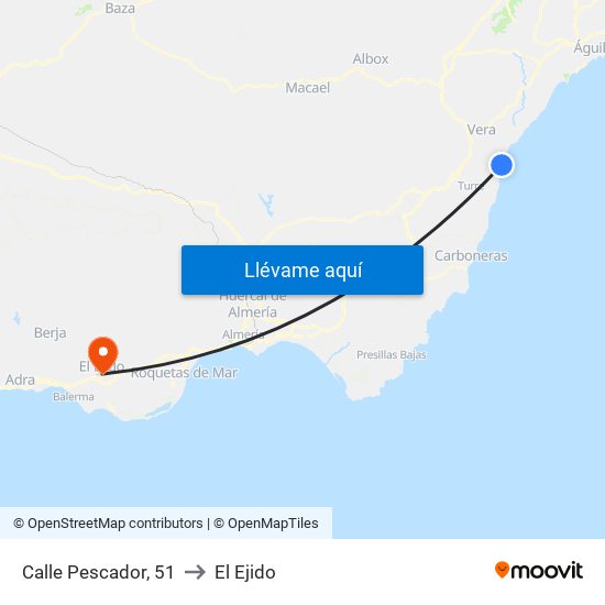 Calle Pescador, 51 to El Ejido map