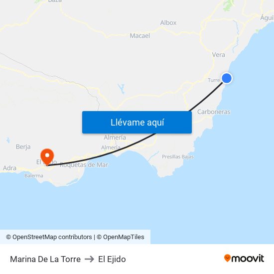 Marina De La Torre to El Ejido map