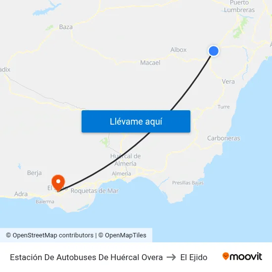 Estación De Autobuses De Huércal Overa to El Ejido map