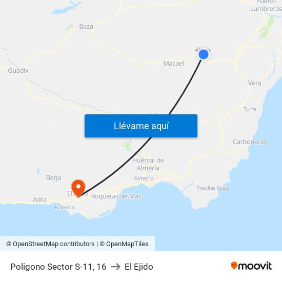 Poligono Sector S-11, 16 to El Ejido map