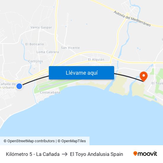 Kilómetro 5 - La Cañada to El Toyo Andalusia Spain map