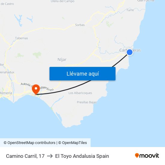 Camino Carril, 17 to El Toyo Andalusia Spain map