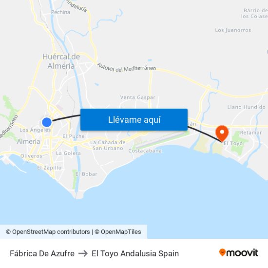 Fábrica De Azufre to El Toyo Andalusia Spain map