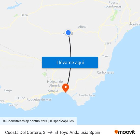 Cuesta Del Cartero, 3 to El Toyo Andalusia Spain map