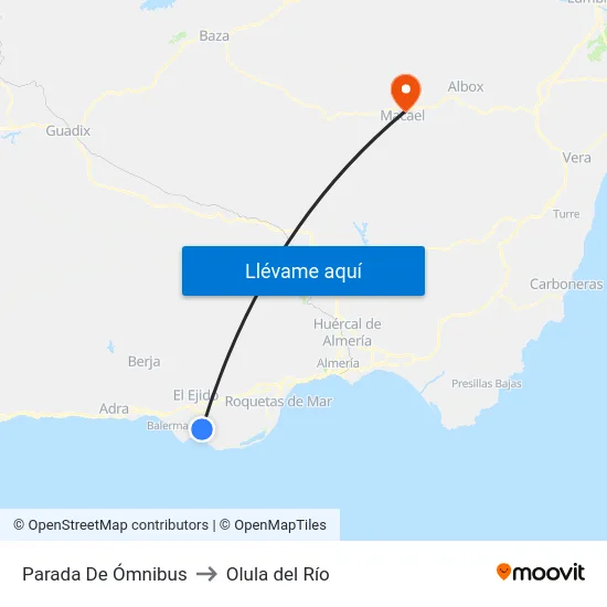 Parada De Ómnibus to Olula del Río map