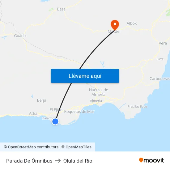 Parada De Ómnibus to Olula del Río map