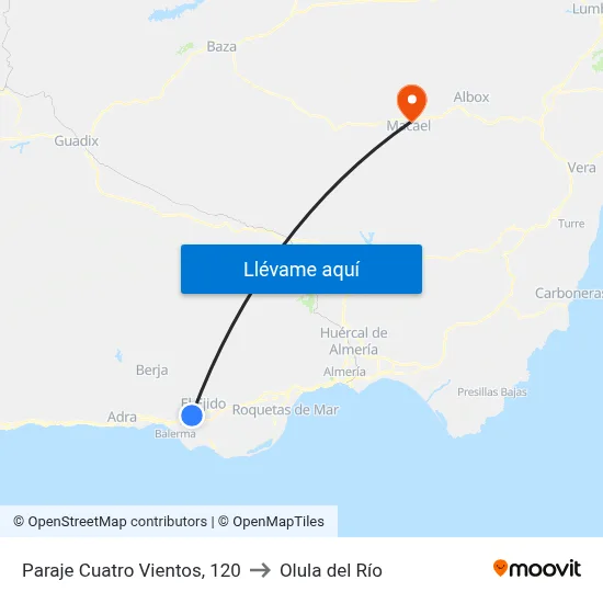 Paraje Cuatro Vientos, 120 to Olula del Río map