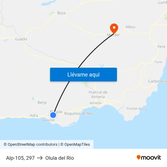 Alp-105, 297 to Olula del Río map