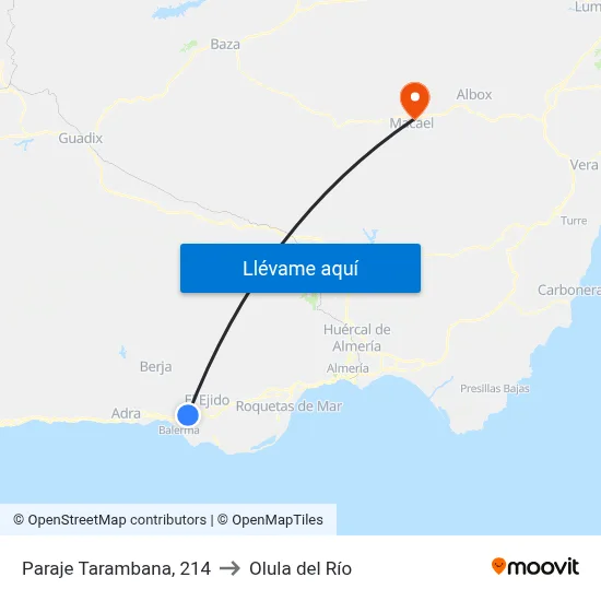 Paraje Tarambana, 214 to Olula del Río map