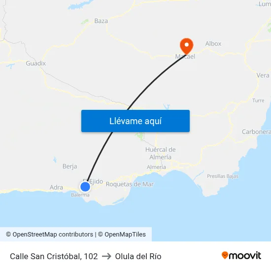 Calle San Cristóbal, 102 to Olula del Río map