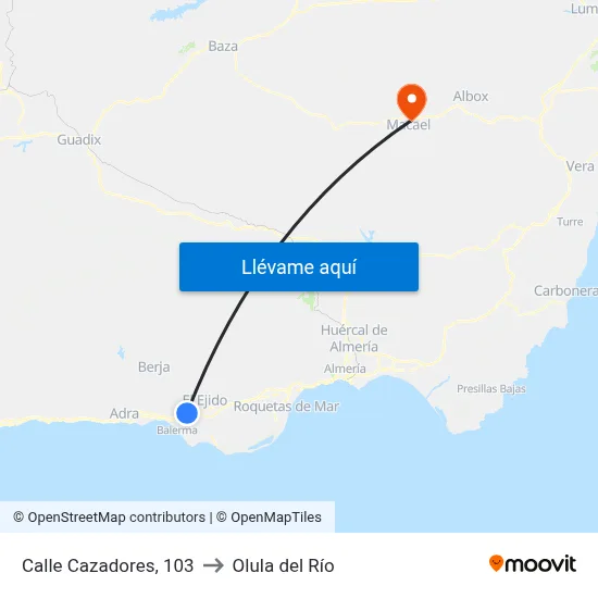 Calle Cazadores, 103 to Olula del Río map