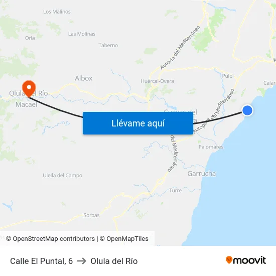 Calle El Puntal, 6 to Olula del Río map