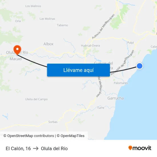 El Calón, 16 to Olula del Río map