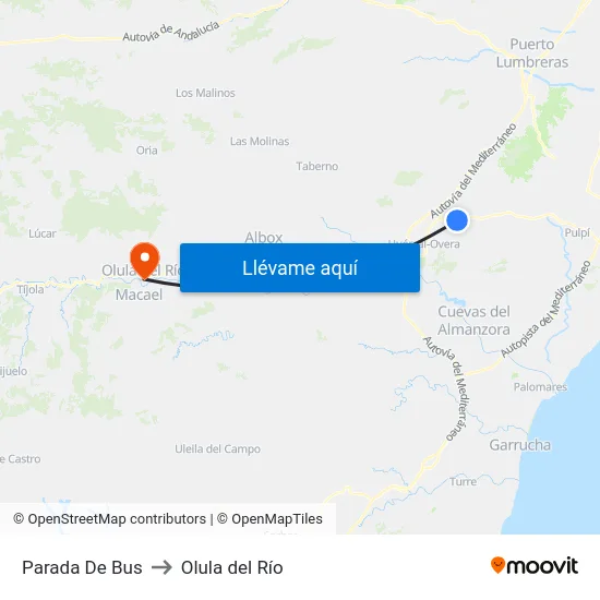 Parada De Bus to Olula del Río map