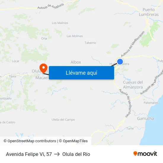 Avenida Felipe Vi, 57 to Olula del Río map