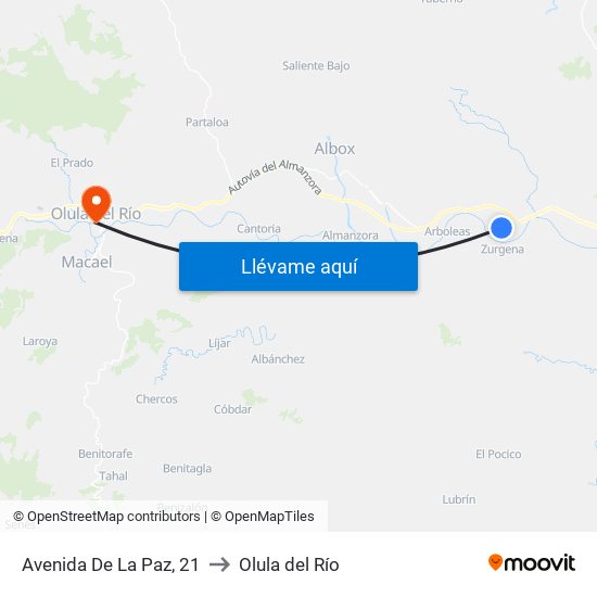 Avenida De La Paz, 21 to Olula del Río map