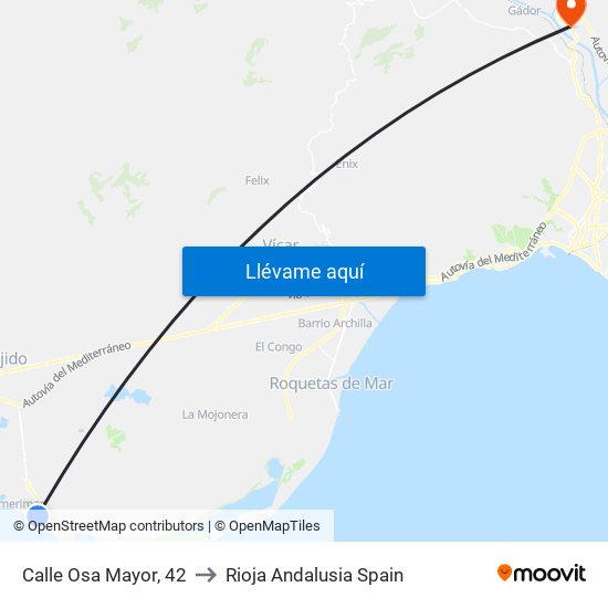 Calle Osa Mayor, 42 to Rioja Andalusia Spain map