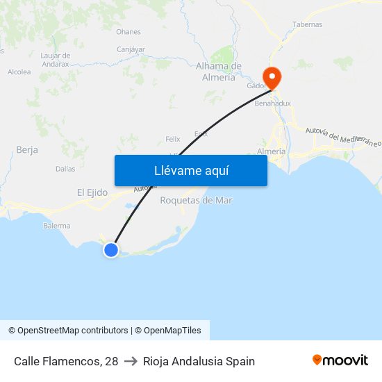 Calle Flamencos, 28 to Rioja Andalusia Spain map