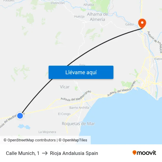 Calle Munich, 1 to Rioja Andalusia Spain map