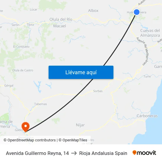 Avenida Guillermo Reyna, 14 to Rioja Andalusia Spain map