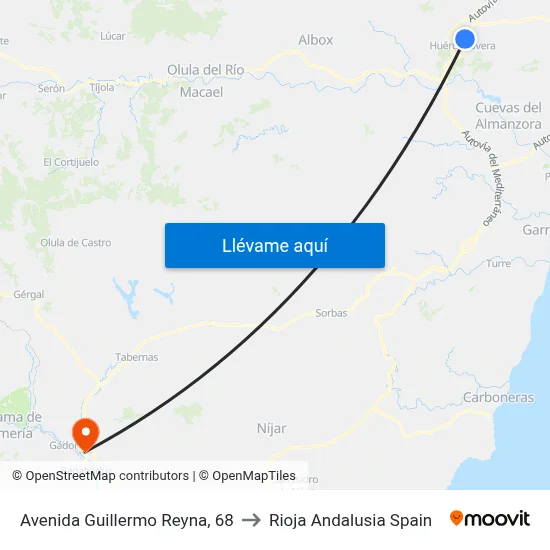 Avenida Guillermo Reyna, 68 to Rioja Andalusia Spain map