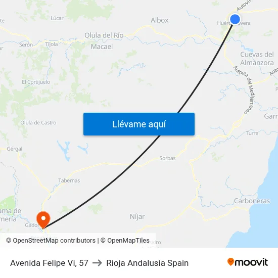 Avenida Felipe Vi, 57 to Rioja Andalusia Spain map