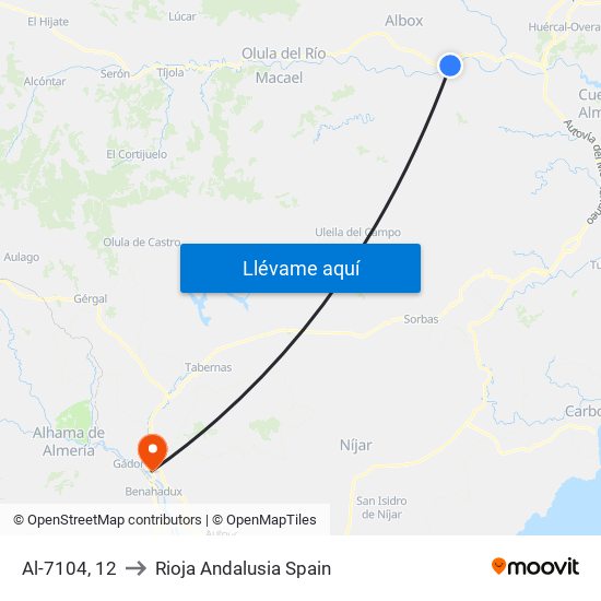 Al-7104, 12 to Rioja Andalusia Spain map