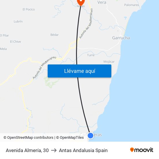 Avenida Almería, 30 to Antas Andalusia Spain map
