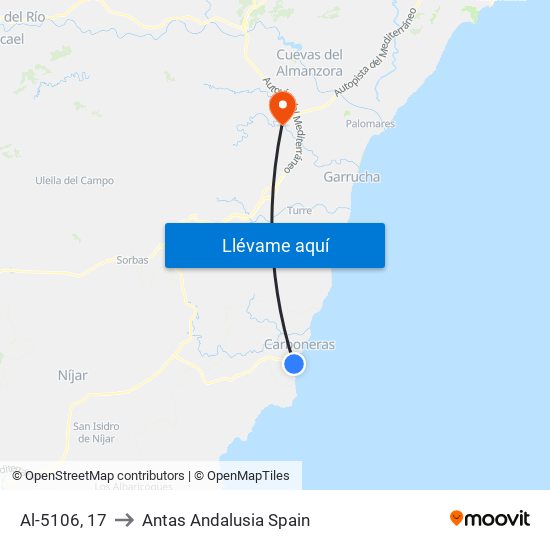 Al-5106, 17 to Antas Andalusia Spain map