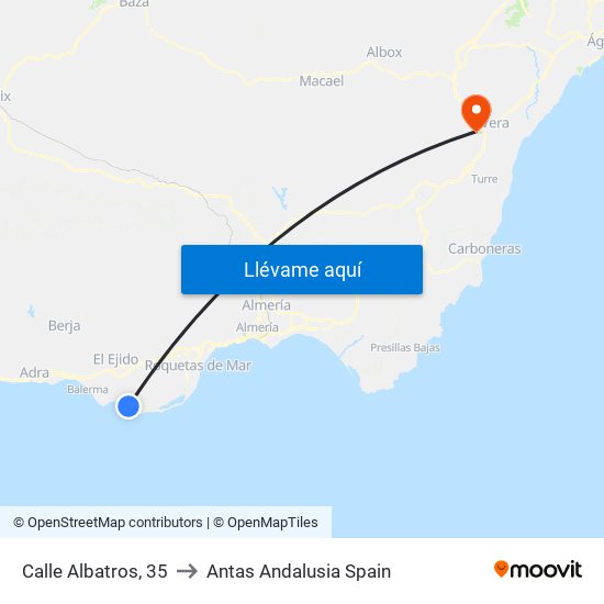 Calle Albatros, 35 to Antas Andalusia Spain map