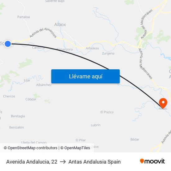 Avenida Andalucia, 22 to Antas Andalusia Spain map