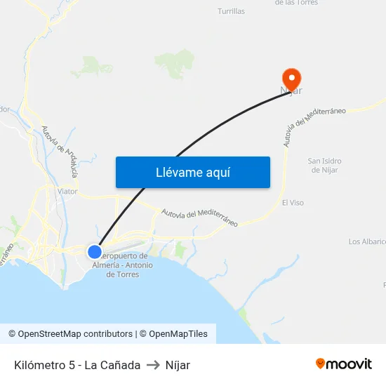 Kilómetro 5 - La Cañada to Níjar map