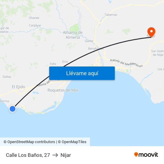 Calle Los Baños, 27 to Níjar map