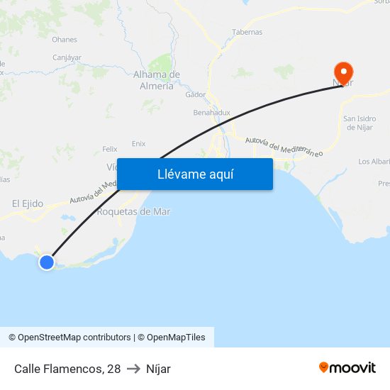 Calle Flamencos, 28 to Níjar map