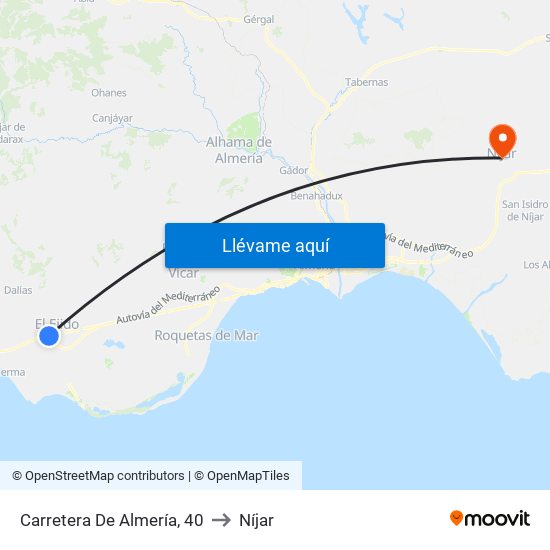 Carretera De Almería, 40 to Níjar map