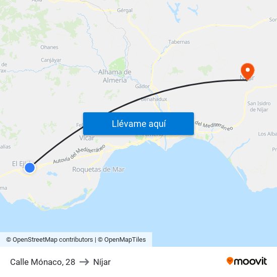 Calle Mónaco, 28 to Níjar map