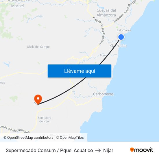 Supermecado Consum / Pque. Acuático to Níjar map