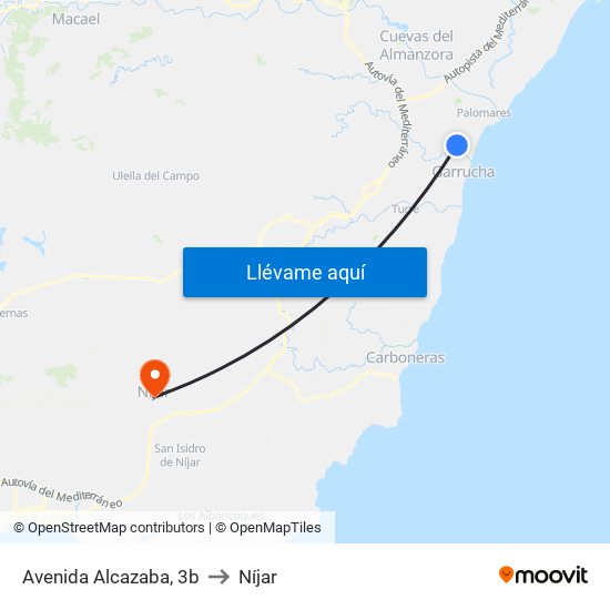 Avenida Alcazaba, 3b to Níjar map