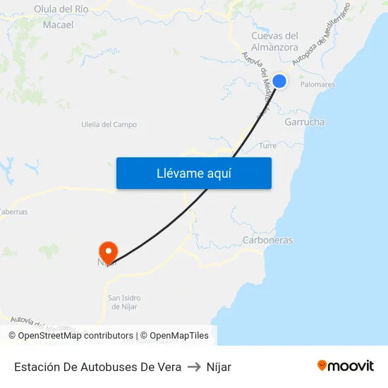 Estación De Autobuses De Vera to Níjar map